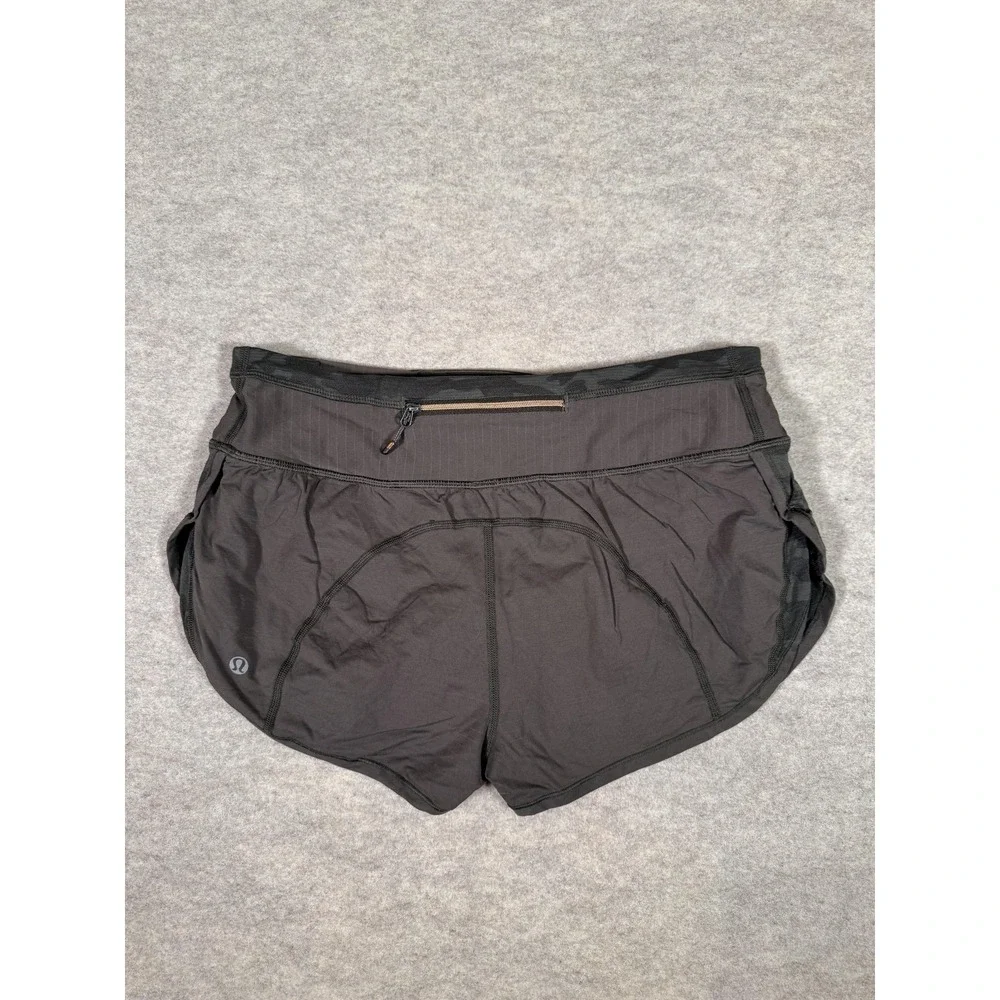 Lululemon Running Shorts Womens 6 Gray Lined Zip‎ Pocket Mesh Split Hem 3 In Run